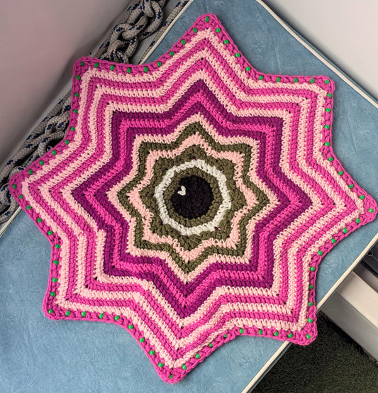 27" Double Sided Crochet Flow Star - functions like fabric star - Physical Product