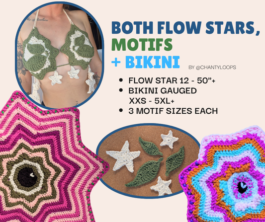 (4Patterns) Both Sized Flow Star + Flow Star Bikini + Star and Leaves Motifs Add-On