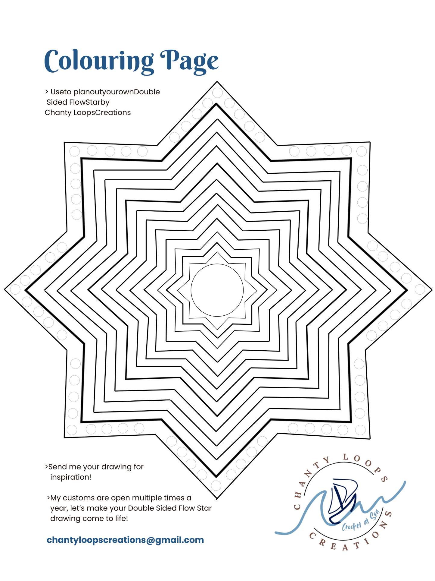 FREE Colouring Page Download for Double Sided Flow Stars