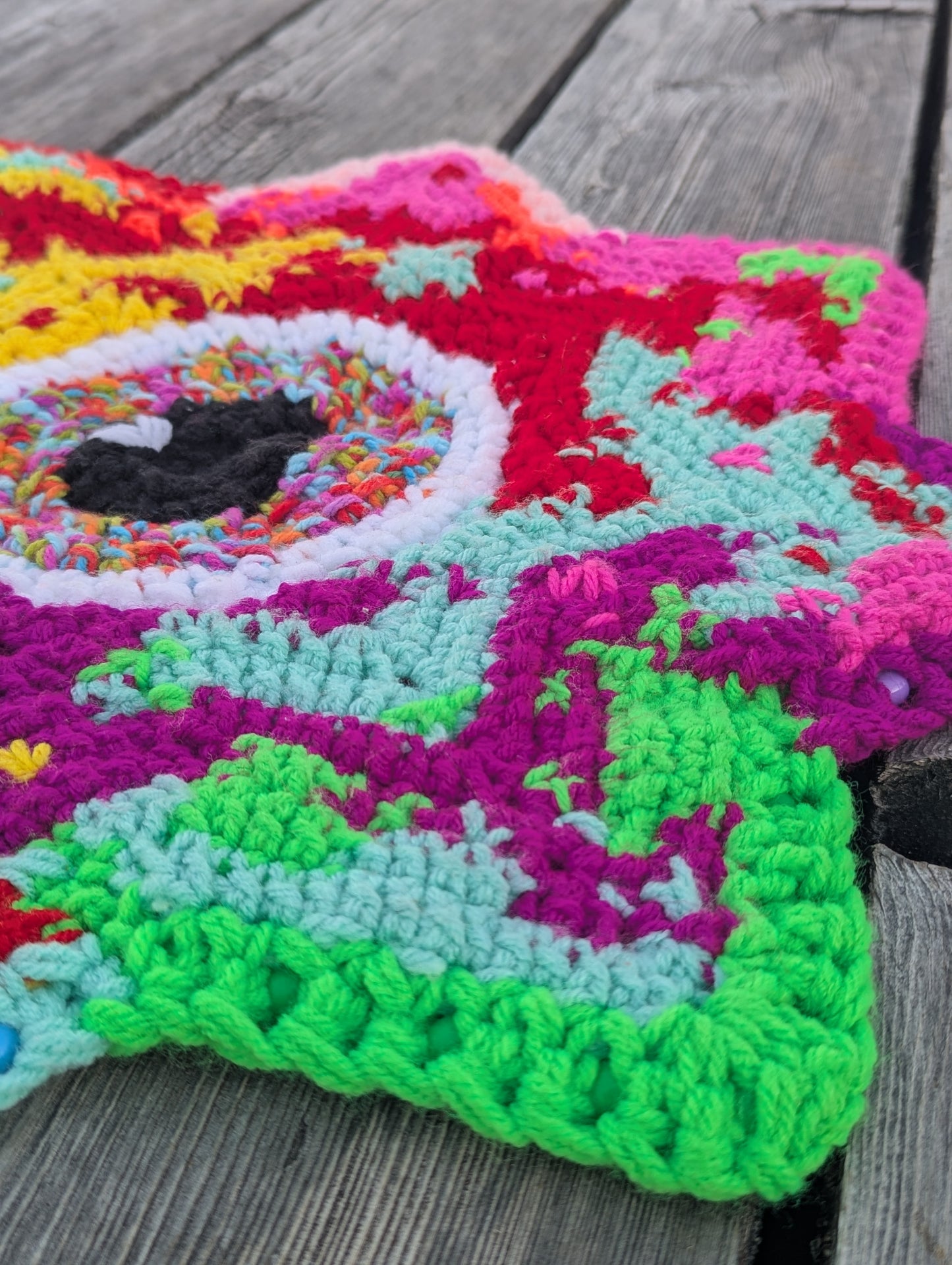 20" Double Sided Crochet Flow Star - Paint Spill - by Chanty Loops