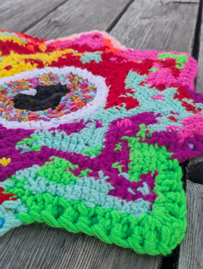 20" Double Sided Crochet Flow Star - Paint Spill - by Chanty Loops