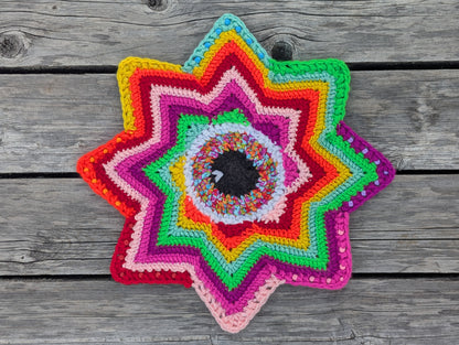 20" Double Sided Crochet Flow Star - Paint Spill - by Chanty Loops