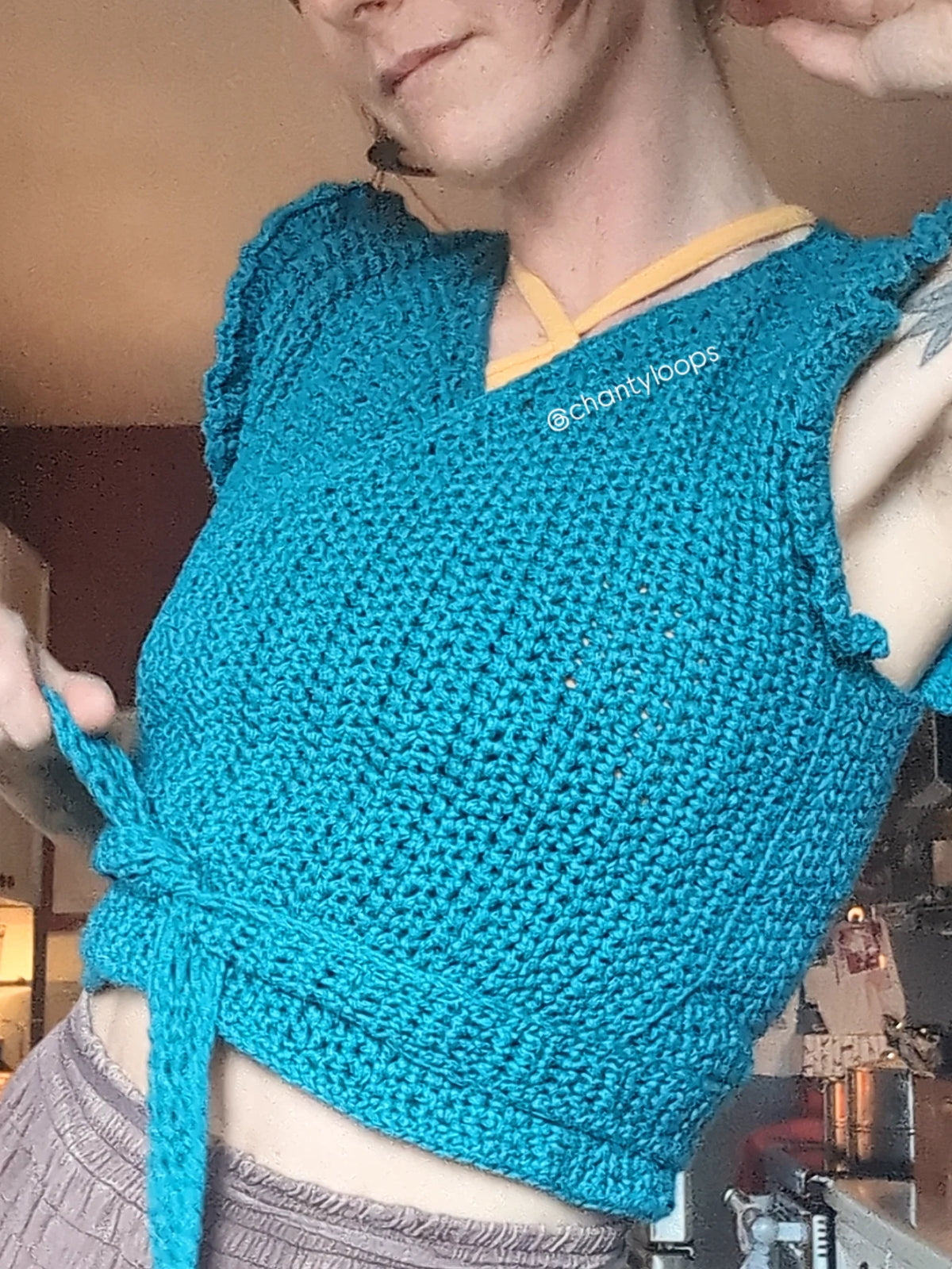 Sleeveless Wrap Vest with Ruffles